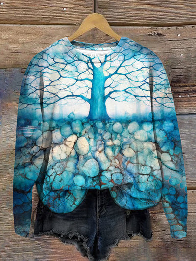 Unisex Yggdrasil Art Print Crew Neck Long Sleeve Sweatshirt