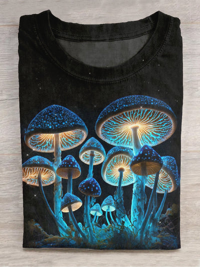 Unisex Mushroom Elf Art Print Crew Neck T-Shirt