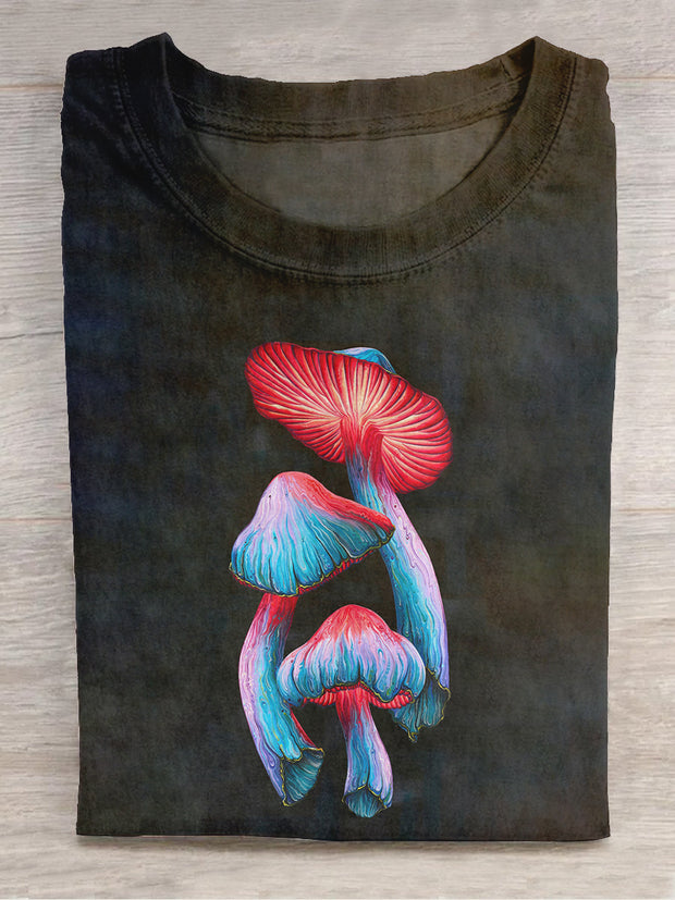 Unisex Mushroom Art Print Crew Neck T-Shirt