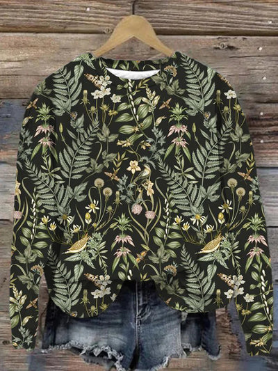 Unisex Spring Greenery Abstract Print Sweatshirt