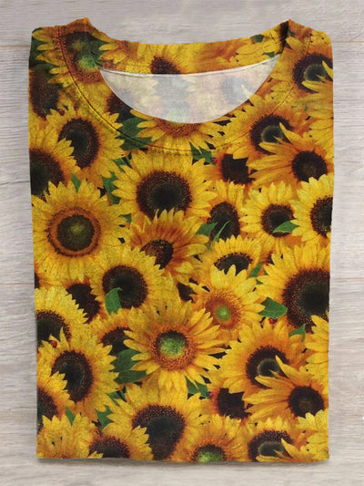 Unisex Sunflower Art Abstract Print T-Shirt