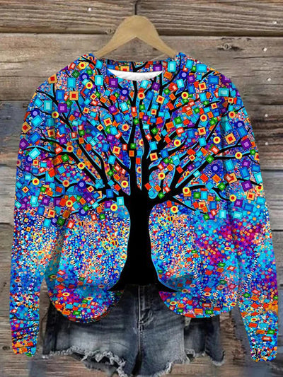 Unisex Colorful Tree of Life Abstract Print Sweatshirt