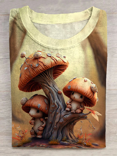 Unisex Cute Mushroom Abstract Print T-Shirt