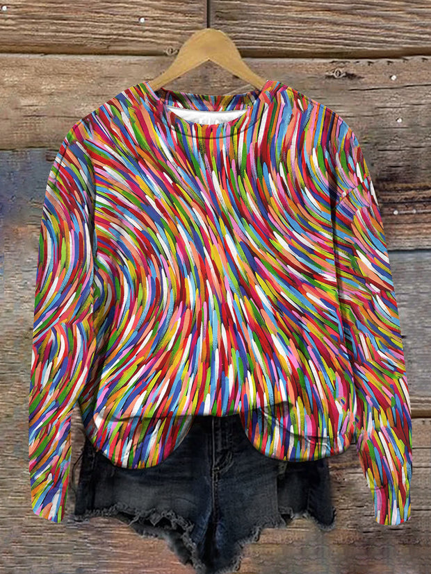 Unisex Color Block Ceremony Art Print Crew Neck Long Sleeve Sweatshirt